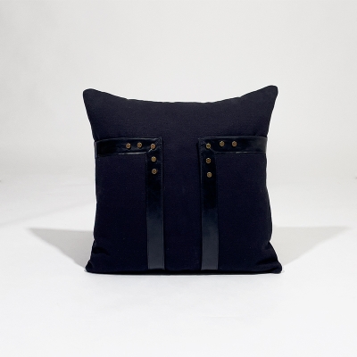 Elda-Leather-Square-Pillow-Black-Front1